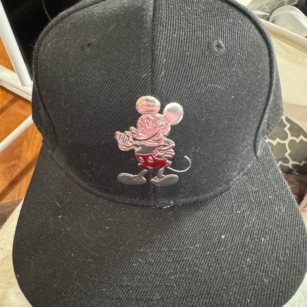 Black Cap with Mickey Mouse Embroidery